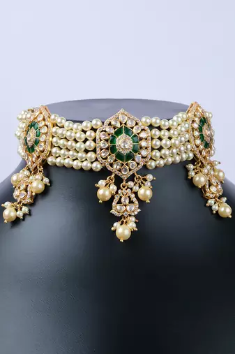 Moissanite polki necklace set