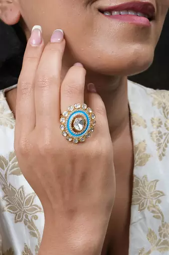 Moissanite polki ring