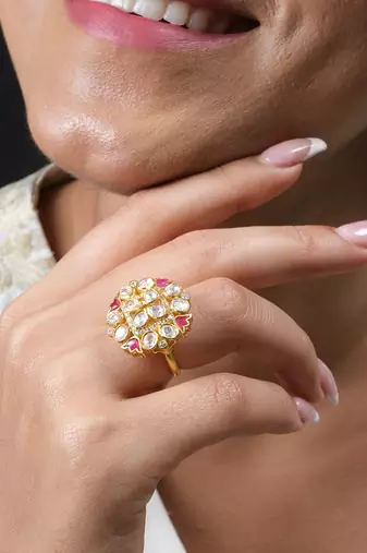 Moissanite polki ring