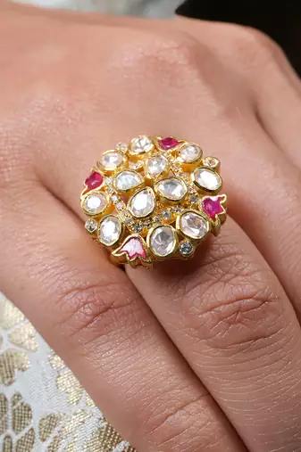 Moissanite polki ring