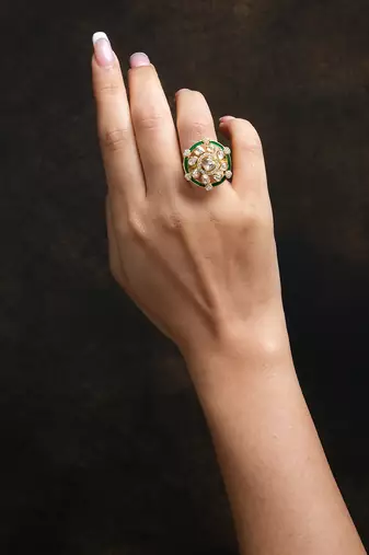Moissanite polki ring