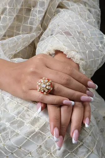 Moissanite polki ring