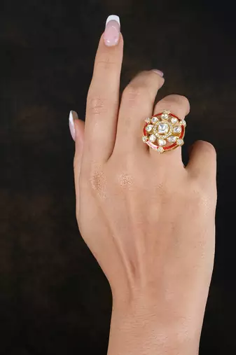 Moissanite polki ring