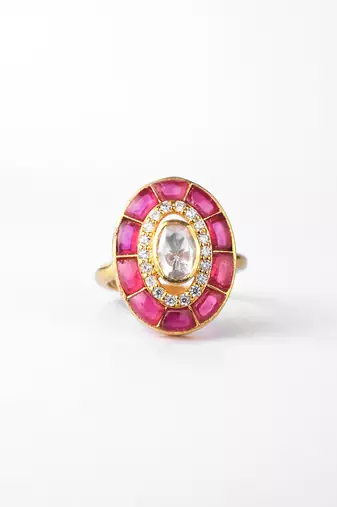 Moissanite polki ring