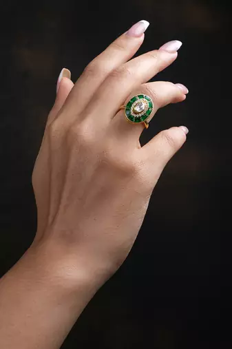 Moissanite polki ring