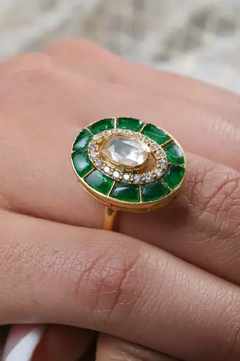 Moissanite polki ring