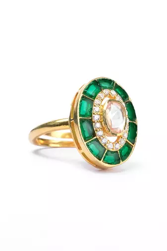 Moissanite polki ring