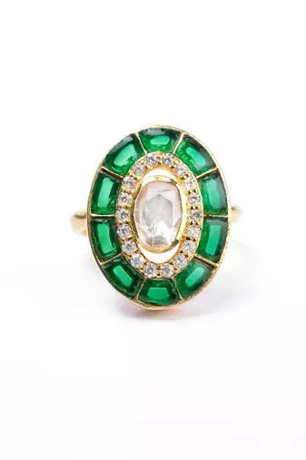 Moissanite polki ring