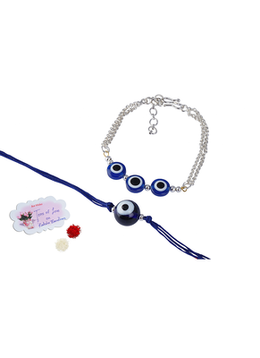 combo of modern evil eye handcrafted bracelets for bhaiya-bhabhi, couple (adjustable). 1