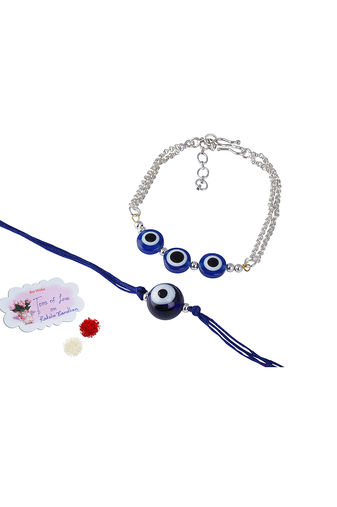combo of modern evil eye handcrafted bracelets for bhaiya-bhabhi, couple (adjustable).