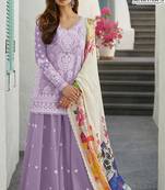 LAVEDAR EMBROIDERD WORK RAYON COTTON PAKISTANI SALWAR SUIT