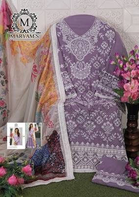 LAVEDAR EMBROIDERD WORK RAYON COTTON PAKISTANI SALWAR SUIT 3