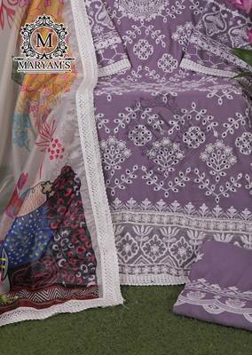 LAVEDAR EMBROIDERD WORK RAYON COTTON PAKISTANI SALWAR SUIT 5