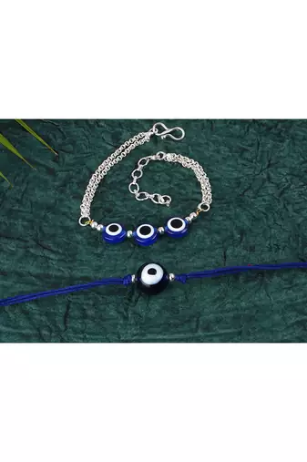 combo of modern evil eye handcrafted bracelets for bhaiya-bhabhi, couple (adjustable).