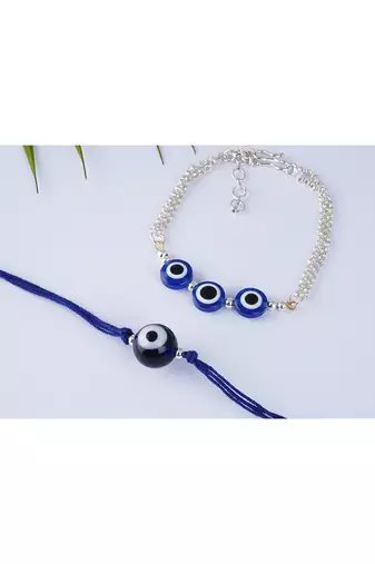 combo of modern evil eye handcrafted bracelets for bhaiya-bhabhi, couple (adjustable).
