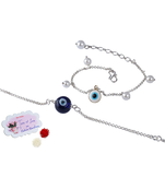 Latest evil eye handcrafted bracelet for bhaiya-bhabhi, couple with japanese pearls