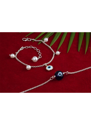 Latest evil eye handcrafted bracelet for bhaiya-bhabhi, couple with japanese pearls 2