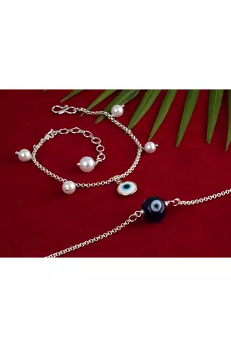 Latest evil eye handcrafted bracelet for bhaiya-bhabhi, couple with japanese pearls