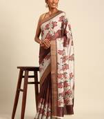 Sangam prints cream cotton digital print traditional saree