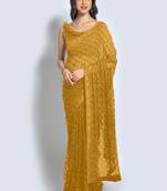 Yellow Georgette Sequence Party Wear Saree