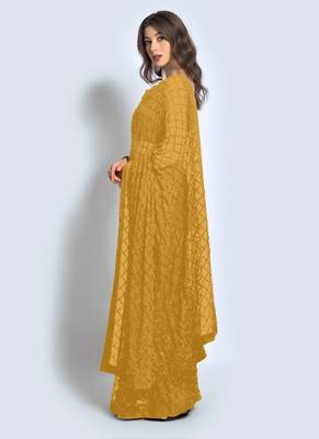 Yellow Georgette Sequence Party Wear Saree 2