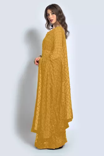 Yellow Georgette Sequence Party Wear Saree