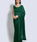 Green Georgette Sequence Party Wear Saree