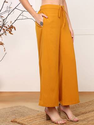 women mustard georgette solid embroidered straight kurta palazzo with dupatta 5