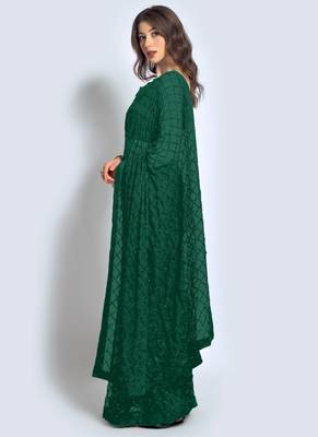 Green Georgette Sequence Party Wear Saree 2