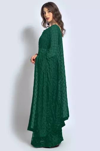 Green Georgette Sequence Party Wear Saree