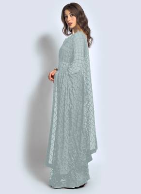 Grey Georgette Sequence Party Wear Saree 2