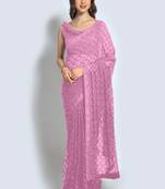 Pink Georgette Sequence Party Wear Saree
