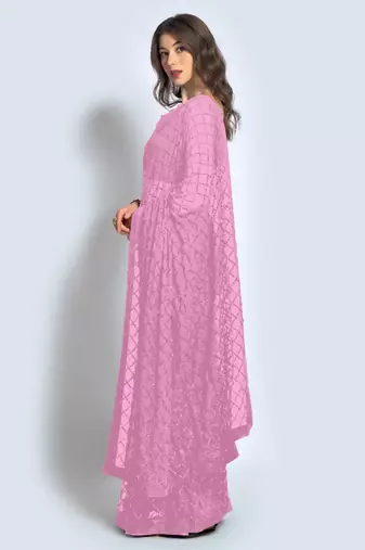 Pink Georgette Sequence Party Wear Saree