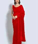 Red Georgette Sequence Party Wear Saree