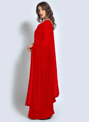 Red Georgette Sequence Party Wear Saree 2