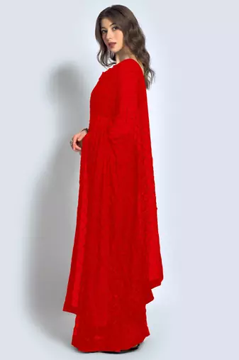 Red Georgette Sequence Party Wear Saree