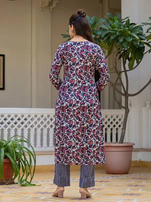 women grey rayon blend floral printed straight kurta trouser with dupatta 4