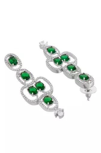 green american dimond & silver plated long earrings