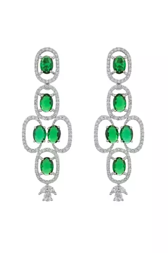 green american dimond & silver plated long earrings