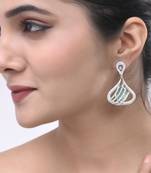 Mint green american dimond & silver plated drop earrings
