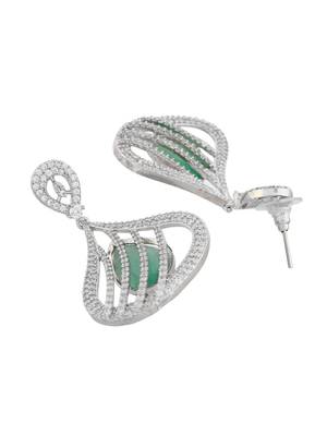 Mint green american dimond & silver plated drop earrings 3