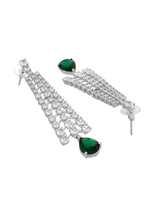 Green american dimond & silver plated long earrings 3