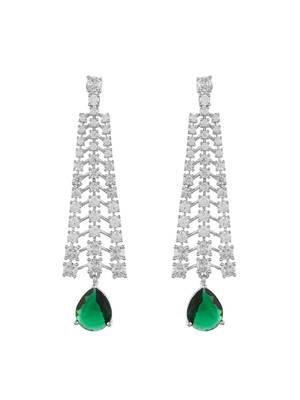 Green american dimond & silver plated long earrings 4