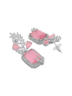 Pink american dimond & silver plated drop earrings 3
