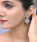 Mint green american dimond & silver plated drop earrings