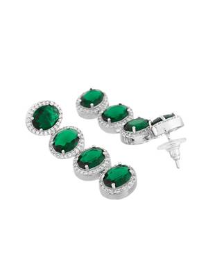 green  american dimond & silver plated long  earrings 3
