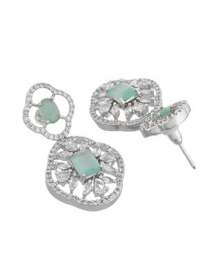Mint green american dimond & silver plated drop earrings 3