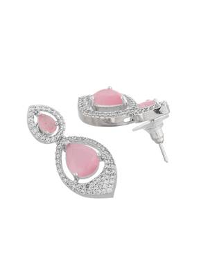 Pink american dimond & silver plated stud  earrings 3