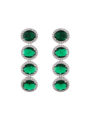 green  american dimond & silver plated long  earrings 4