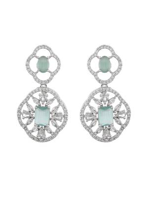 Mint green american dimond & silver plated drop earrings 4